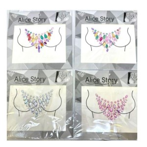 Kit 12 Colar Adesivo com Strass para Carnaval Cartela