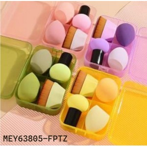 Kit 3 Esponjas p/ Maquiagem + Pincel Hexagonal Mágico