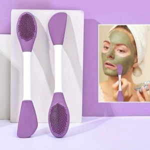 Espátula Dupla de Silicone com Escova para Skin Care