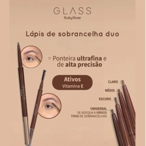 Lápis de Sobrancelhas Duo Glass Cor 04 Universal Ruby Rose