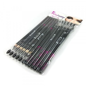Kit 12 Lápis de Olhos Preto com Apontador Bella Femme BF10003