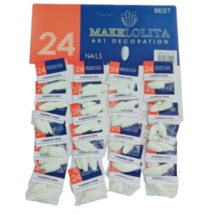 Cartela Unhas Postiças Modelo Almond c/ 24 Make Lolita