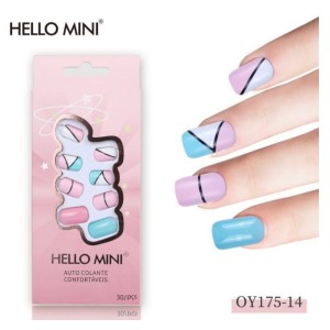 Kit Unhas Postiças Autocolantes c/ 30 Hello Mini OY175-14