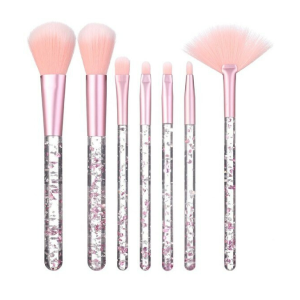 Kit 7 Pincel para Maquiagem c/ Glitter e Necessaire