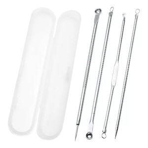 Kit 4 Pinças Extrator Cravos e Espinhas Acne Quebela Manuela