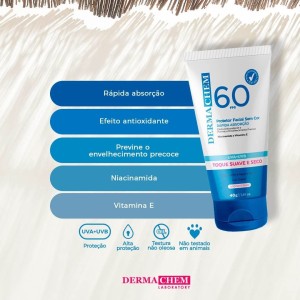 Kit 6 Protetor Solar Facial Sem Cor FPS 60 Sun Dermachem 40 g