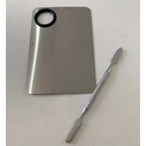 Placa e Espátula p/ Maquiagem em Metal Pequena